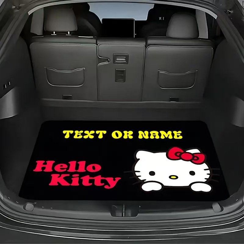 TEMU branded and shipped cute Hello Kitty car trunk mat, dirt-resistant, dust-proof, non-slip, easy to maintain car floor mat