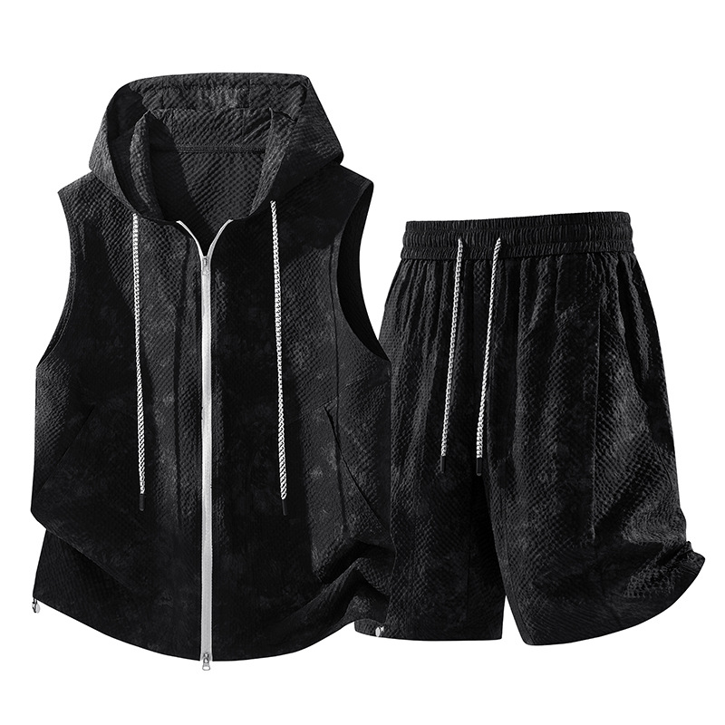 JK1803 Summer New Fashionable Trendy Handsome Workwear Style Breathable Casual Versatile Men's Shorts Set