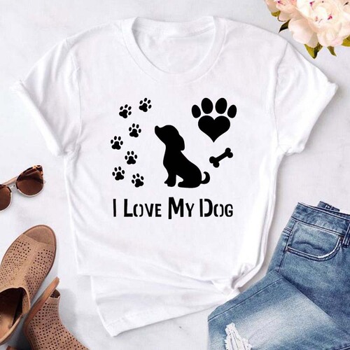 Fashionable Cute Cartoon Animal Paw Print T-shirt, Cartoon Style Women's Casual Short Sleeve Cute Base Shirt for Women