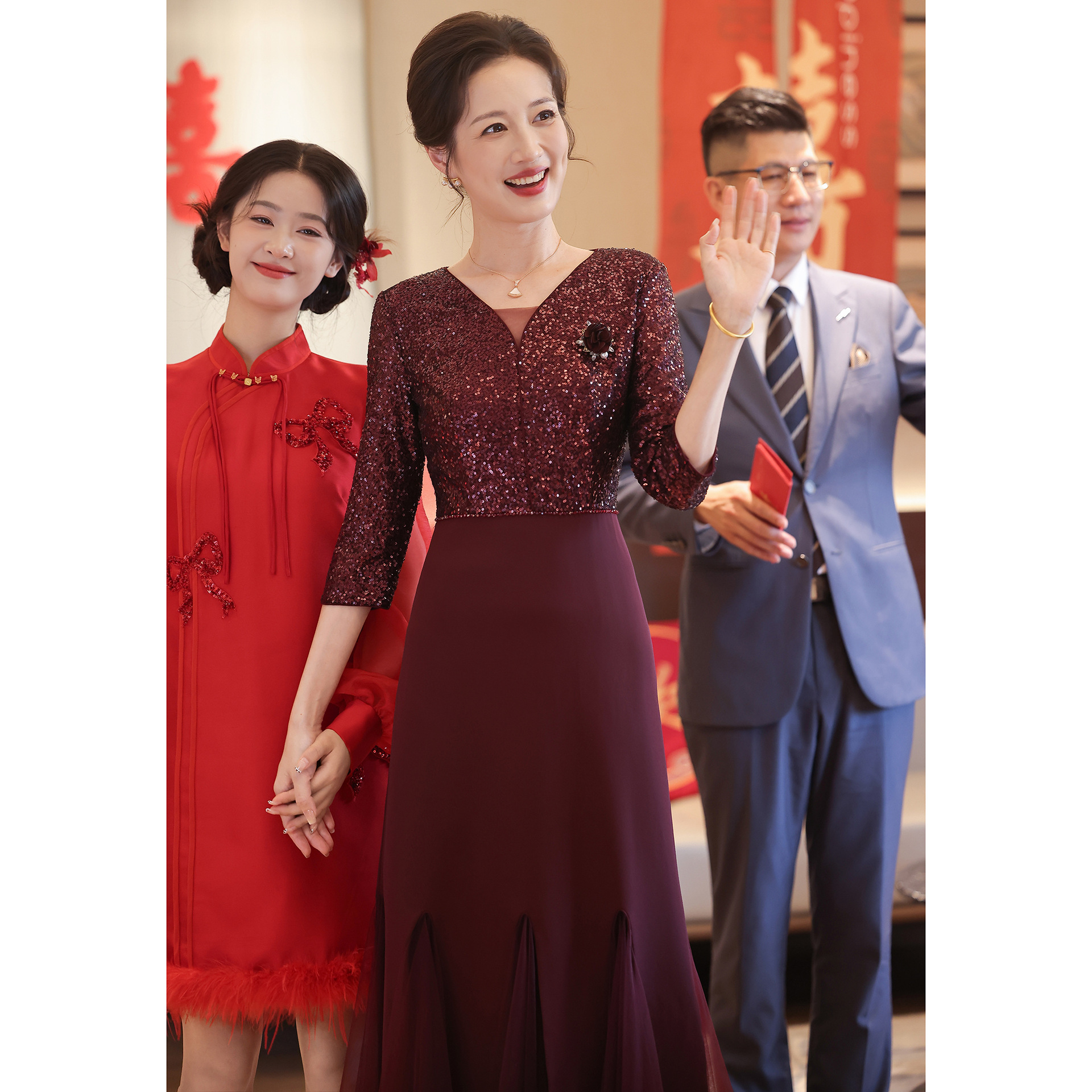Zhili's Elegant Mother-In-Law Wedding Banquet Dress 2026 New Model, Noble and Youthful Improved Qipao, Tummy-Concealing Formal Dress, Plus Size