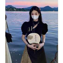 新中式假两件撞色连衣裙女春季2025新款气质氛围感设计款中长裙子