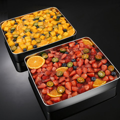 Tiramisu plate stainless steel square plate trendy cake baking pan iron box container dish deep flat plate tray box