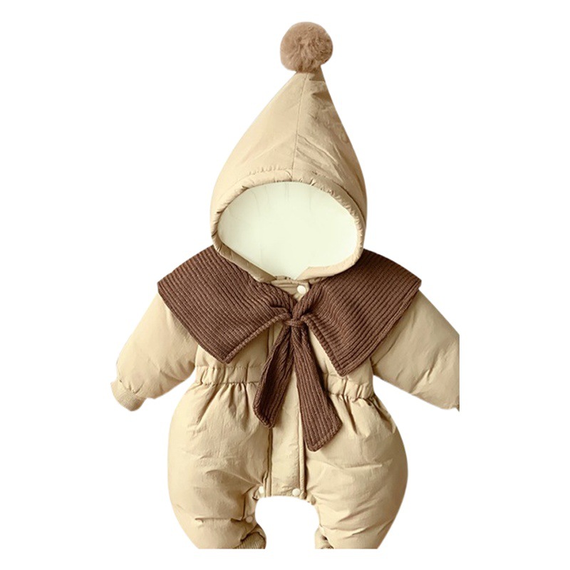 Ropa de bebé estilo occidental invierno cálido ropa de algodón acolchado mameluco acolchado ropa de algodón acolchado invierno bebé niña mono forrado de lana