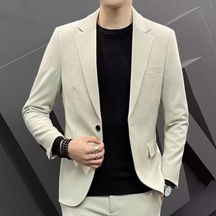 Spring and Autumn Casual Small Suit Jacket Top Korean-style Slim-fit Men's New-style Handsome Suit suit Dress White Single-style Western