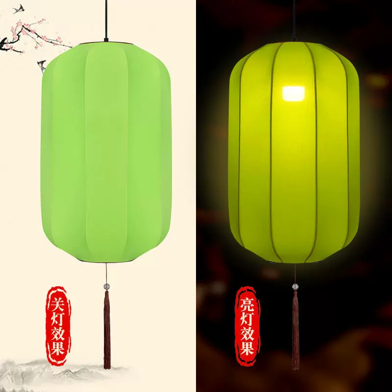 中式布艺手绘灯笼仿古典宫灯餐厅茶楼过道创意冬瓜长形布艺吊灯具