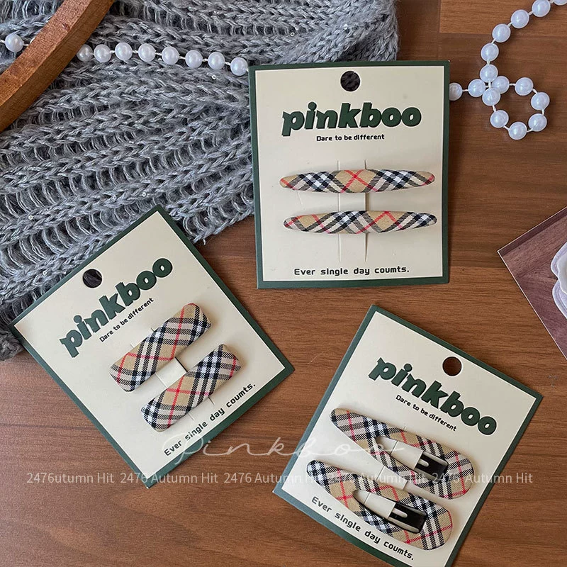 Детская заколка (pinkboo) клетчатая корейская hairgrip, аксессуар для чёлки на осень