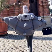 羽绒服保暖冬小个子宽松小众设计外套女考拉面包服帽子带玩偶
