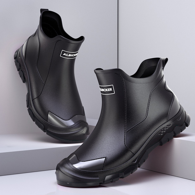 36 - 48 zapatos de lluvia cortos coreanos de moda de tamaño extra pareja zapatos de lluvia para hombres y mujeres zapatos de goma para nadar al aire libre zapatos cómodos padres e hijos