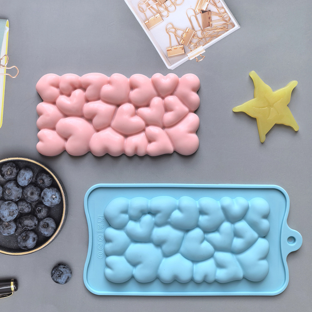 Tarta de chocolate en forma de corazón molde de silicona 3D galletas postre pasteles utensilios de cocina para hornear 581