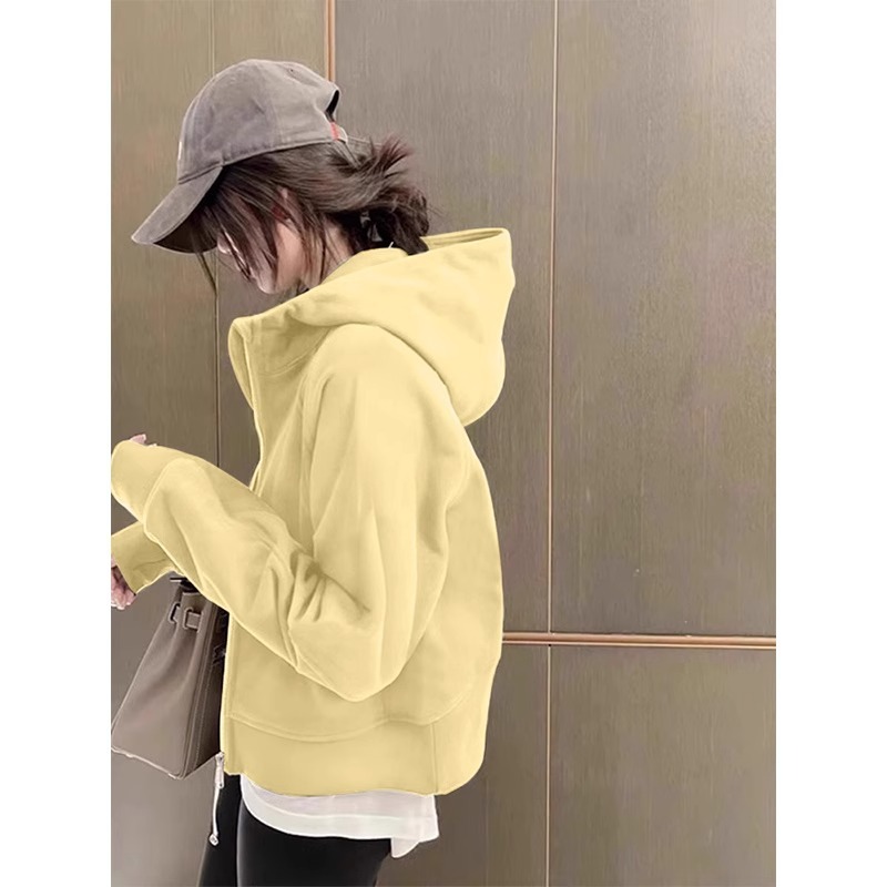 M7-黄色短款正肩卫衣外套女款秋季连帽修身上衣早秋穿搭2025新款|undefined