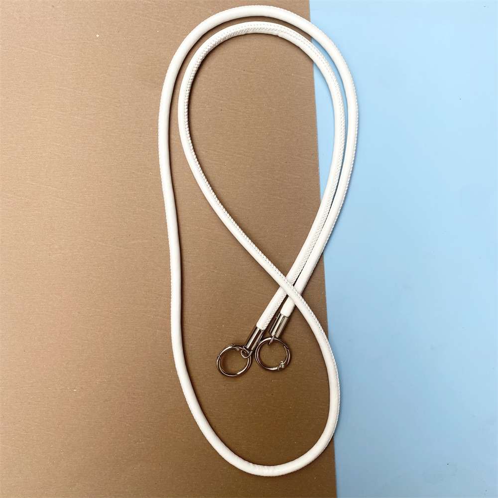 创意白色皮质斜跨长绳手机壳斜挎挂绳配饰百搭包包挂链手机壳通用