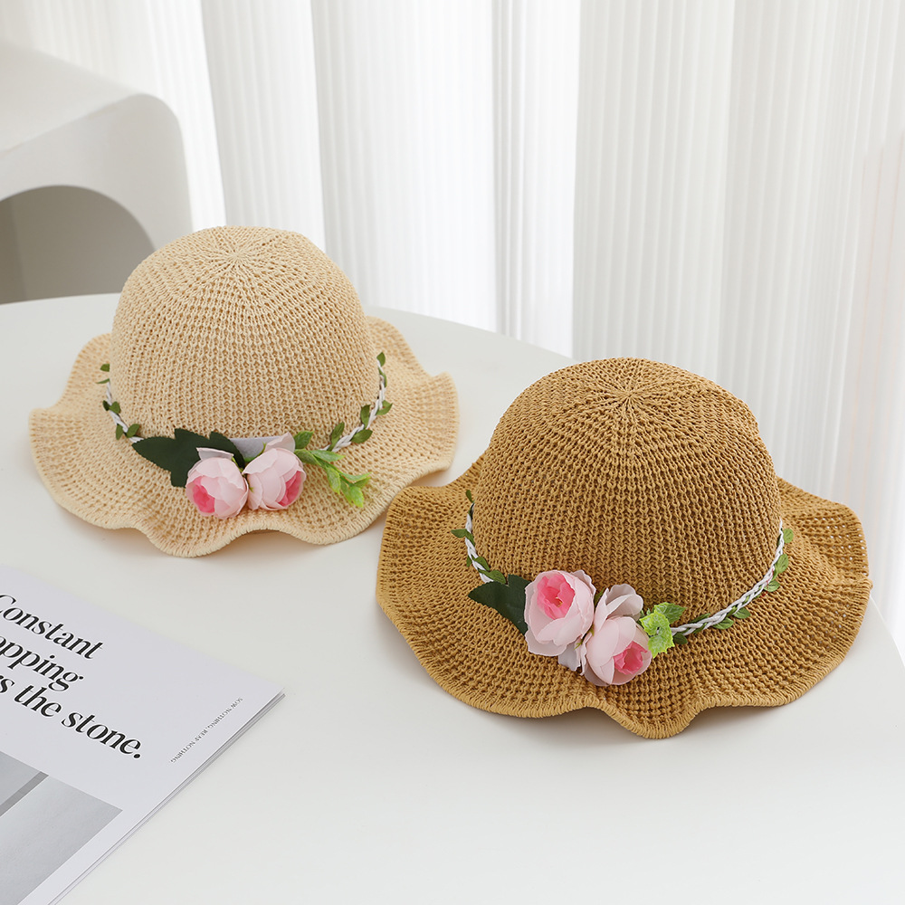 Kids Sun Hat Upf 50+ Wide Brim Straw Hat For Summer Beach_voghion.com