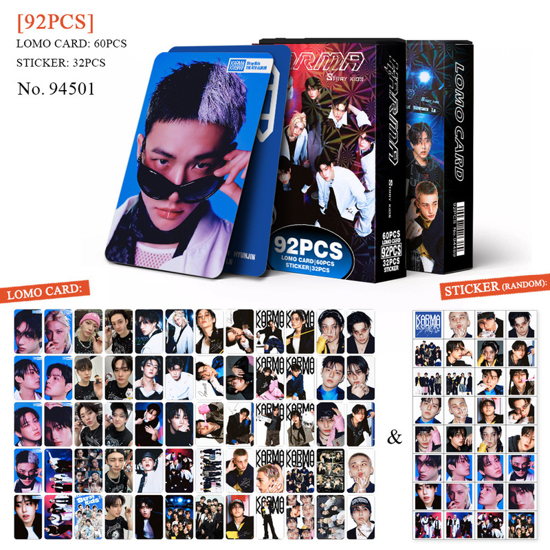 外贸专供新款92张SRAY KIDS新专KARMA卡片KPOP明星周边LOMO小卡|undefined
