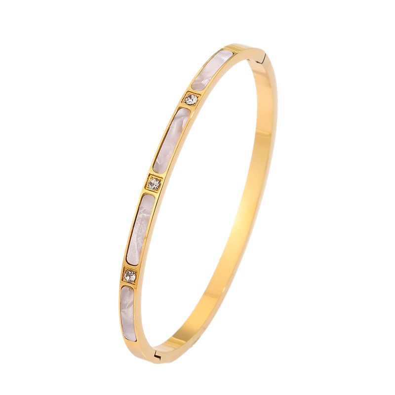 Brazalete de acero inoxidable conchas espaciadas brazalete de diamantes para niñas de alto nivel brazalete de oro rosa joyas de venta caliente transfronterizas
