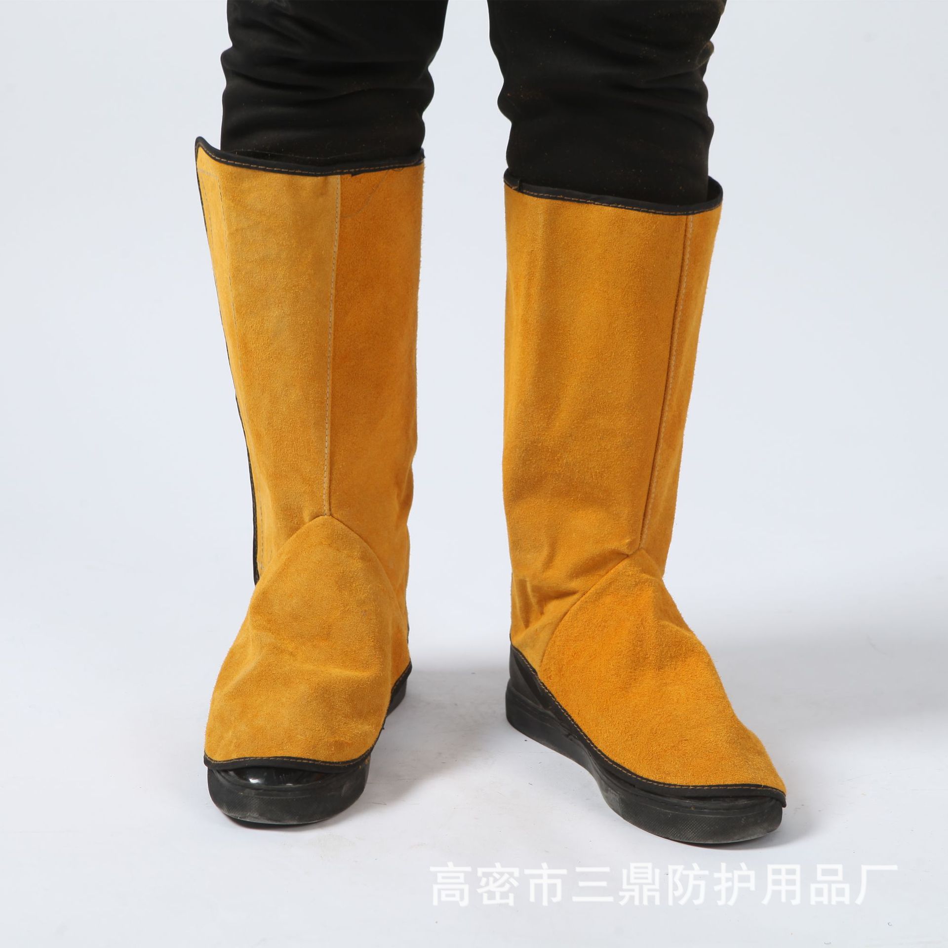 长款牛皮电焊护腿护脚套防溅防火花 耐磨焊工脚套劳保防护腿套