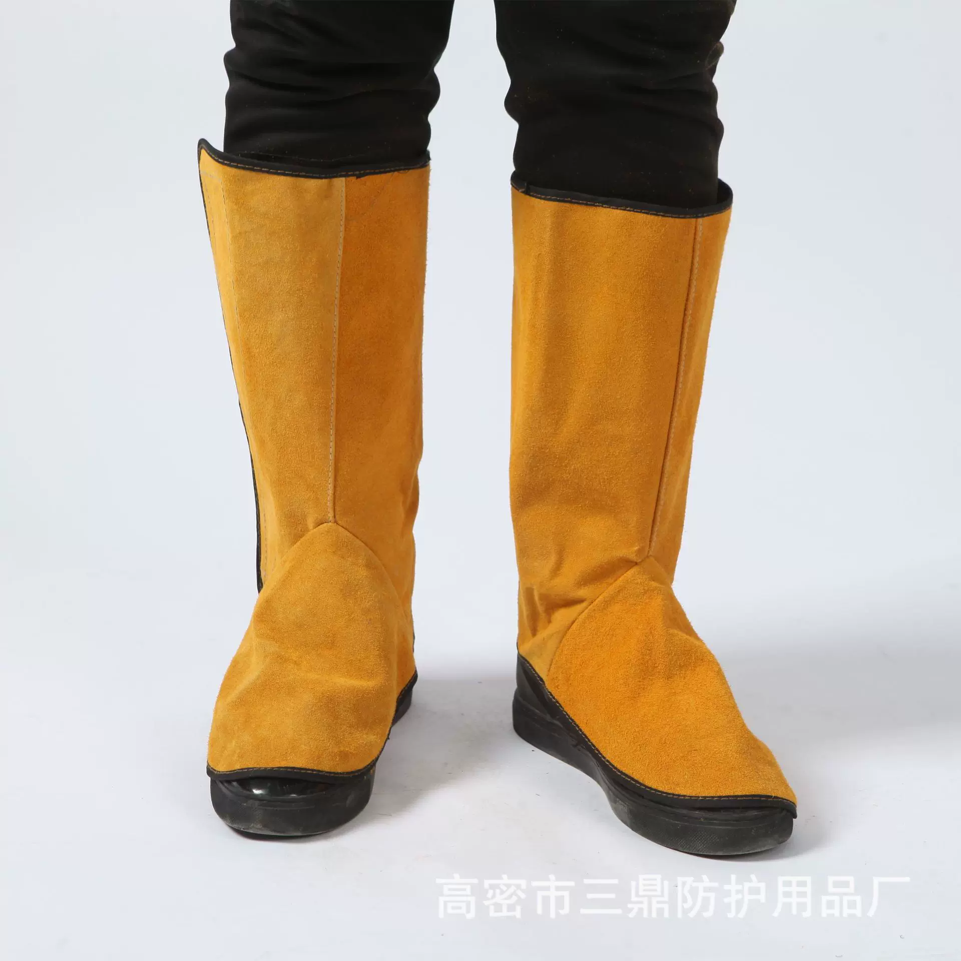 长款牛皮电焊护腿护脚套防溅防火花 耐磨焊工脚套劳保防护腿套