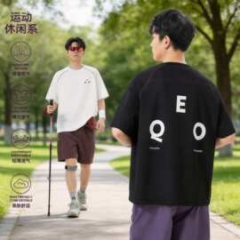 黑色索罗娜短袖t恤男夏季凉感速干半截袖cleanfit篮球运动五分袖