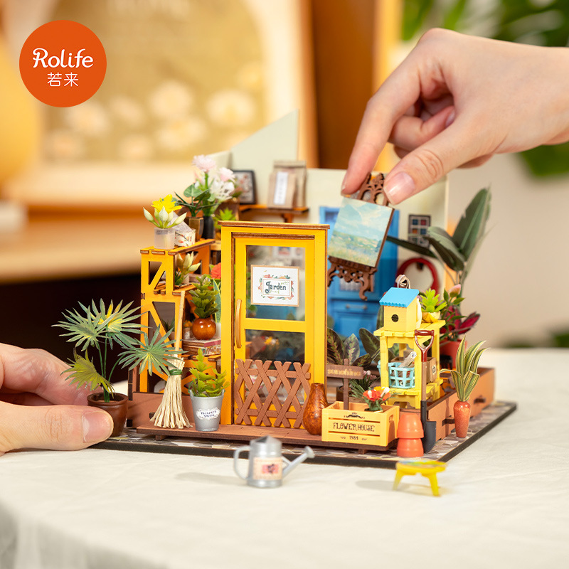 Ruo Wei Ruo Lai Kaixi Flower House Diy House Rompecabezas de la casa modelo de bricolaje Casa en miniatura Escena ensamblada Regalo de juguete