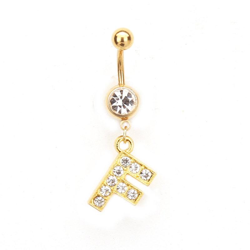 Oro letras inglesas A- Z anti-alergia cuerpo piercing joyería de las mujeres ombligo clavo ombligo anillo AliExpress deseo