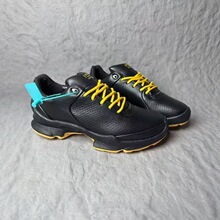 25莆田纯原爱家新款男鞋透气牛皮跑步鞋系带休闲运动鞋黑色跑步鞋