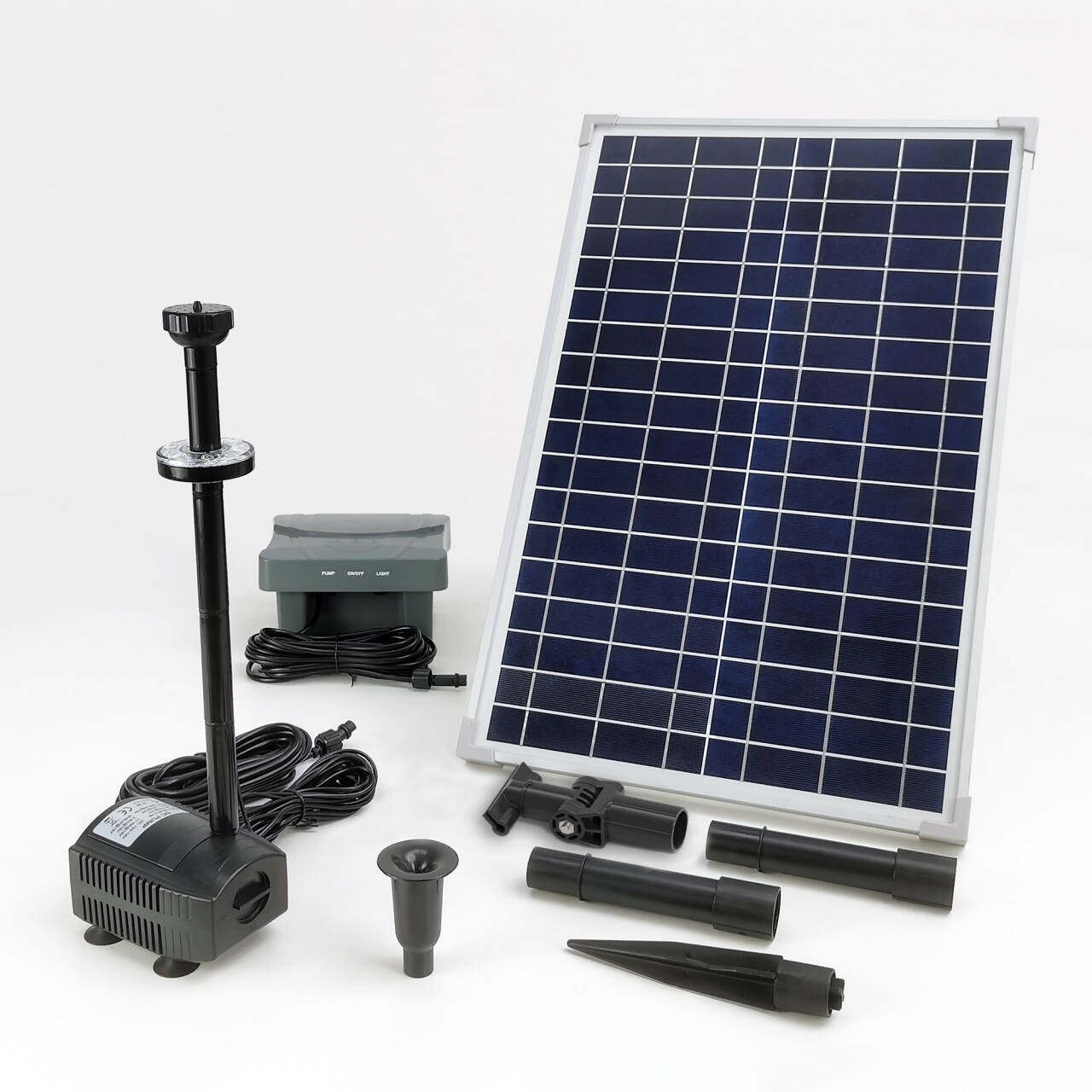 25W/18V LED灯太阳能喷泉泵带电池包花园池塘造景-SPBL25-401215E