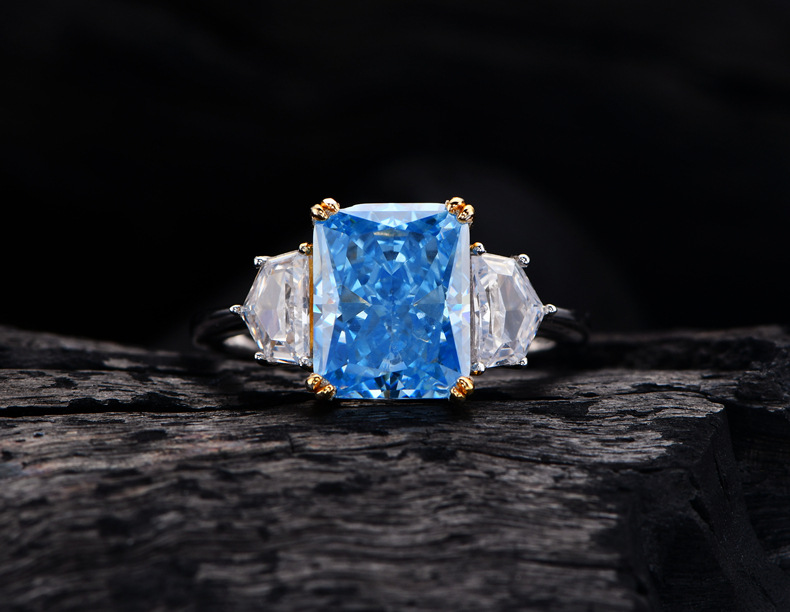 Fashion Geometric Sterling Silver Inlay Zircon Rings 1 Piece