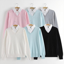 现货批发jk学生制服针织V领套头长袖毛衣日系校园风男女装jk毛衣