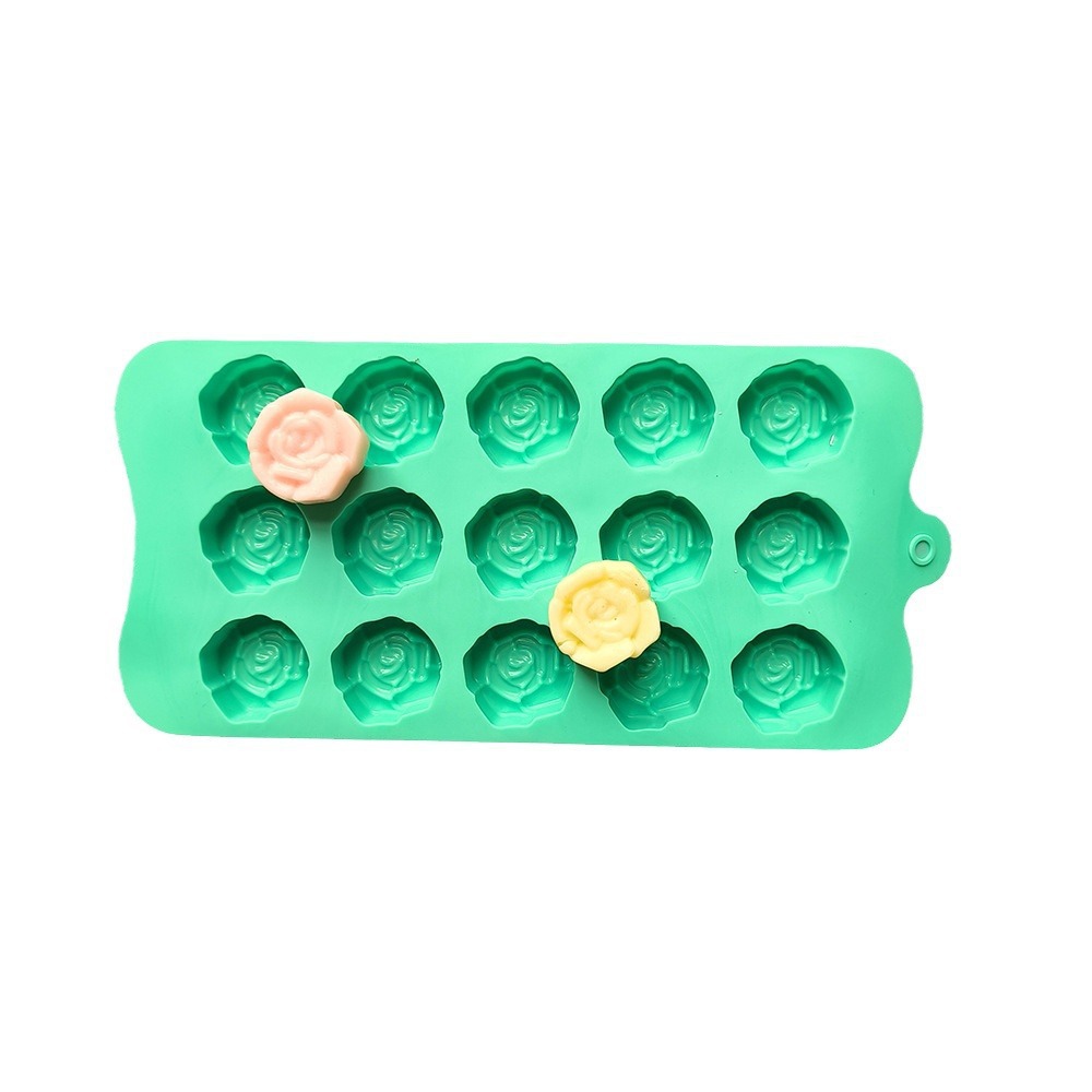Silicone chocolate matriz de hielo 15 incluso estereoscópico rosas de chocolate 679 molde de pudín de galletas molde de dulces DIY