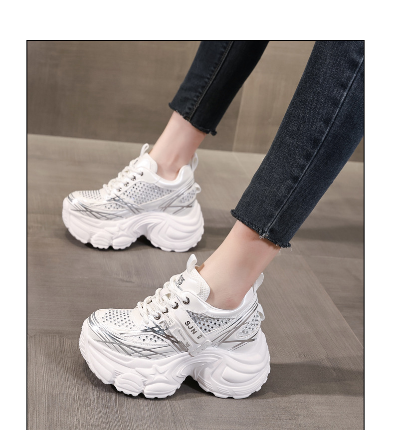 Giày sneaker nữ đế dày platform tăng chiều cao phong cách hot trend — đen chi tiết 12