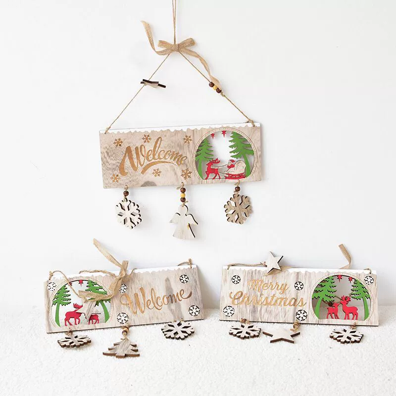 Новое украшение скандинавский полуполый деревянный окрашенный Ангел Рождественская елка кулон английская буква карта кулон