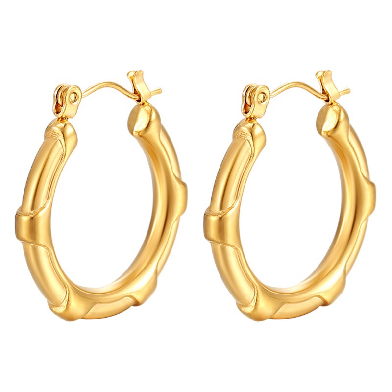 Europea y americana transfronteriza de alto grado retro todo partido ronda de acero inoxidable pendientes nicho diseño de las mujeres elegantes pendientes simples