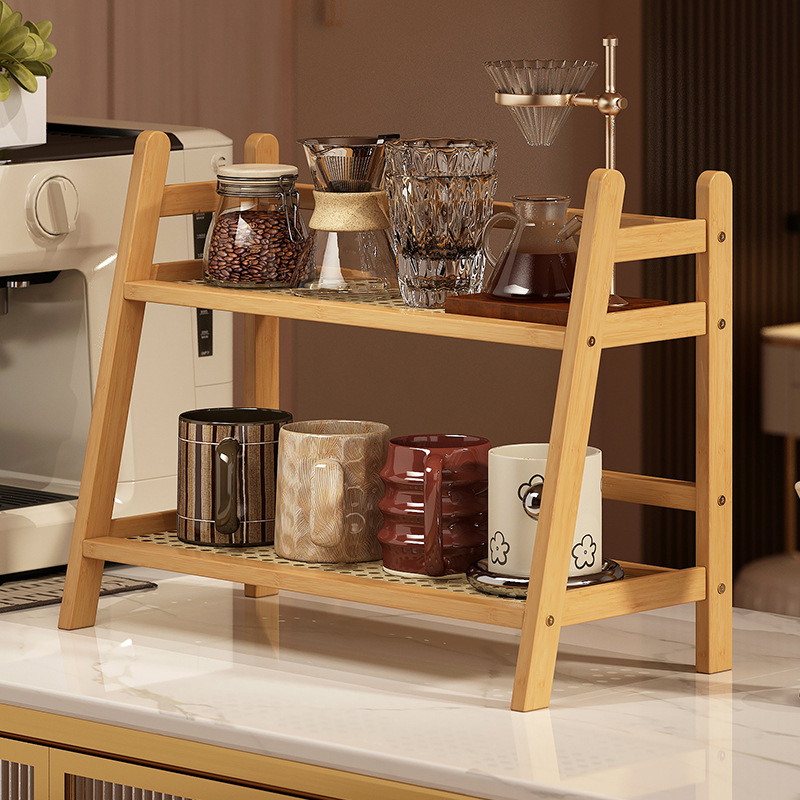 Ins Cup Storage Rack Cup Holder Double-Layer Desktop Sundries Water Cup Table Dormitory Kitchen Organizing Shelf