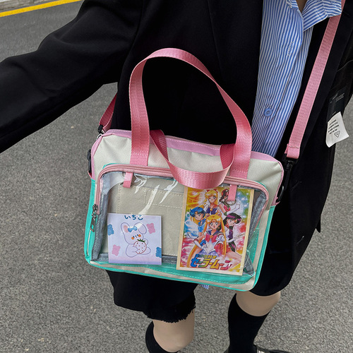Pain bag baby bag Japanese Harajuku style color matching versatile women's bag transparent bag bar doll bag shoulder bag crossbody bag