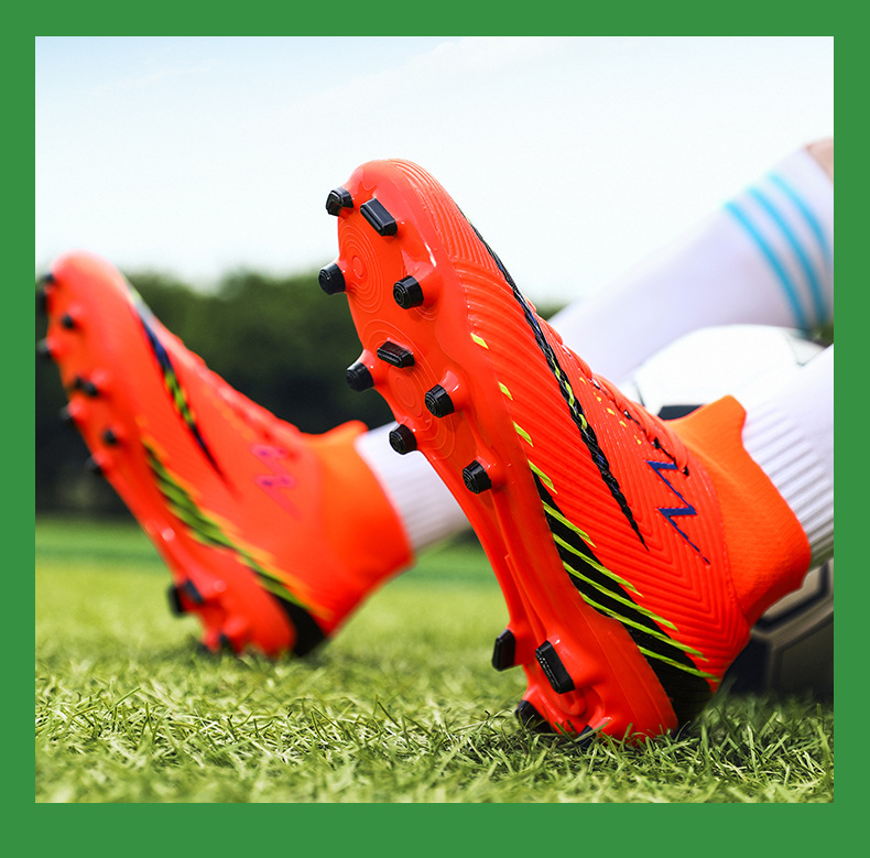 Piedini da calcio alti con unghie rotte, erba artificiale, chiodi in pelle AG, per ragazzi, ragazze, adolescenti e studenti che si allenano_voghion.com