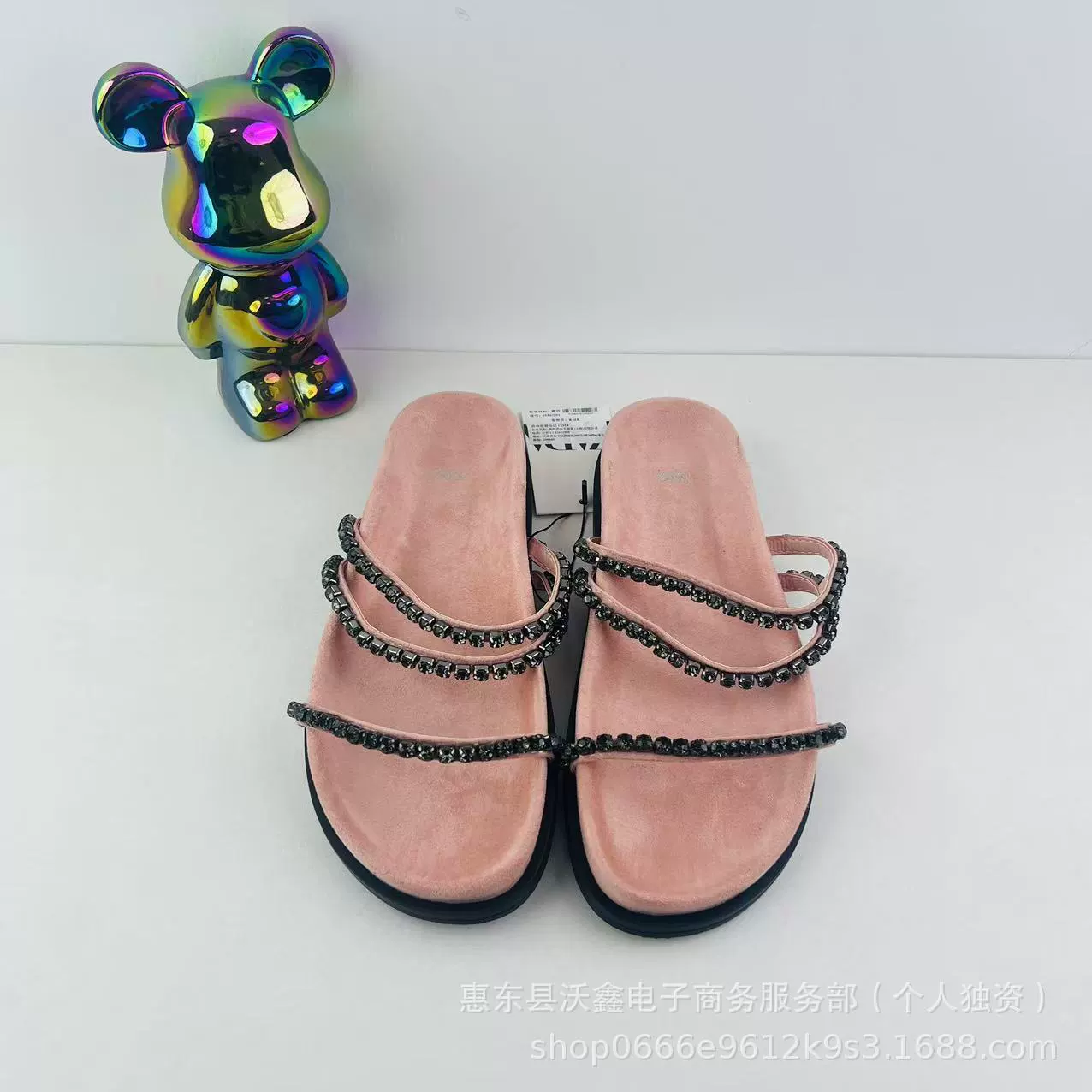 Woxin ZA новая весенняя женская обувь розовая круглая голова темпераментная цепь со стразами