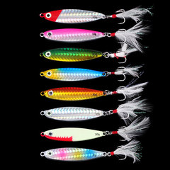 BAOAN Lead Fish 7-30g Hair Jig for Mackerel and Horse Mackerel Lure Casting and Shore Casting with Feather Blood Slot and Three-Prong Hook