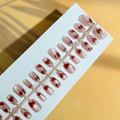 30片手工穿戴甲貓眼紅色愛心顯白氣質小紅書可拆卸成品甲片