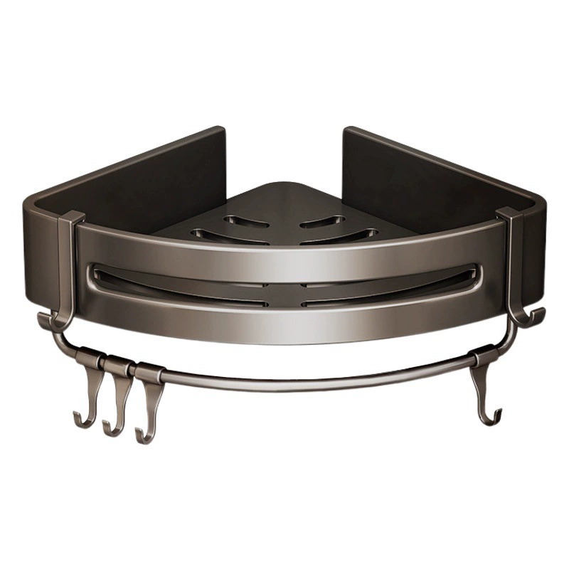 Gun Grey Стеллаж для хранения ванной Стеллаж для хранения унитаза Настенный без перфорации Туалетное пространство Алюминиевая треугольная угловая полка