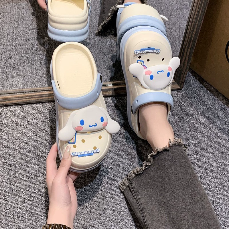 Девочка-допамин-пещерная обувь летняя сеть Red ins милый мультфильм два в студенческих шлепанцах