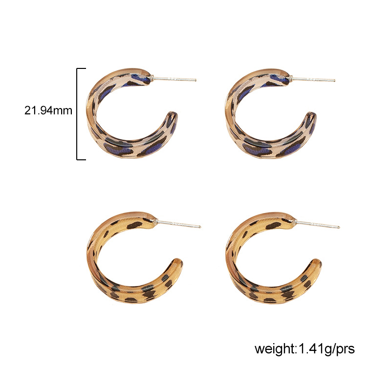 Korean Leopard Print Geometric Resin Earrings display picture 1