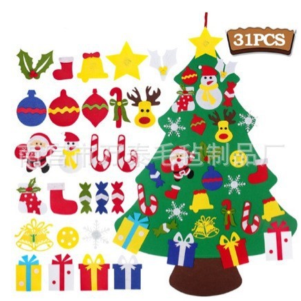 国境を越えた新しい緑フェルトクリスマスツリー児童立体diy不織布手作りクリスマスツリー装飾ストラップスポット|undefined