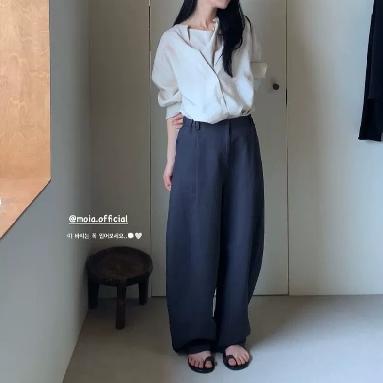 Mona Xh2026 Spring New Korean Style M*Ia Loose High-Waisted Slimming Straight Wide-Leg Pleated Casual Pants Long Pants Mona Xh2026 Spring New Korean Style M*Ia Loose High-Waisted Slimming Straight Wide-Leg Pleated Casual Pants Long Pants