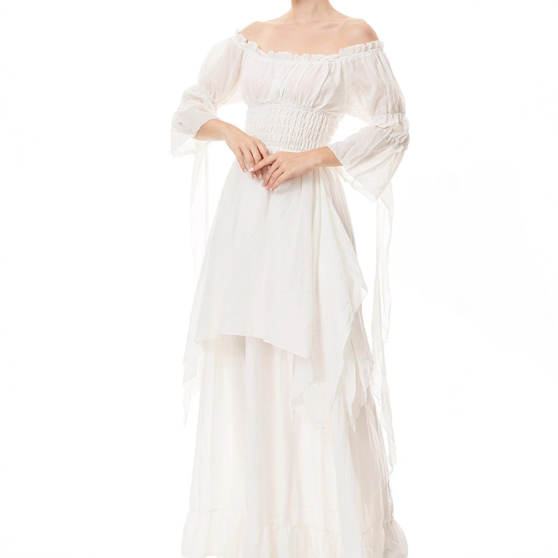 European and American Amazon AliExpress Medieval Halloween cos Revival dress Bundled Waist Court Style Long Dress