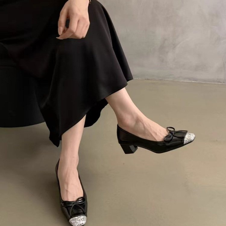 High-End Square-Toe Shallow Mouth Single Shoes For Women, Spring And Autumn New Korean Style French Elegant Evening_vogvips.com