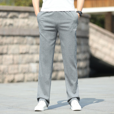 男士运动裤春秋季直筒宽松男裤针织卫裤棉质夏薄款休闲长裤子