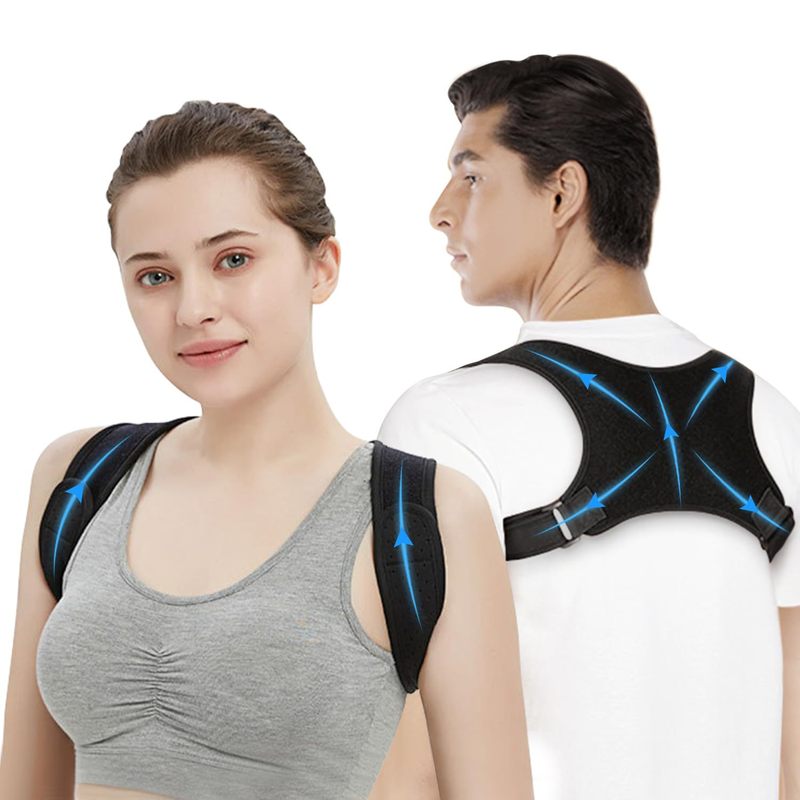 男性と女性のための矯正ベルト、大人用の目に見えない肩開き矯正ベルト、背中と肩のネックベルト、調節可能な座り姿勢矯正ベルト|undefined