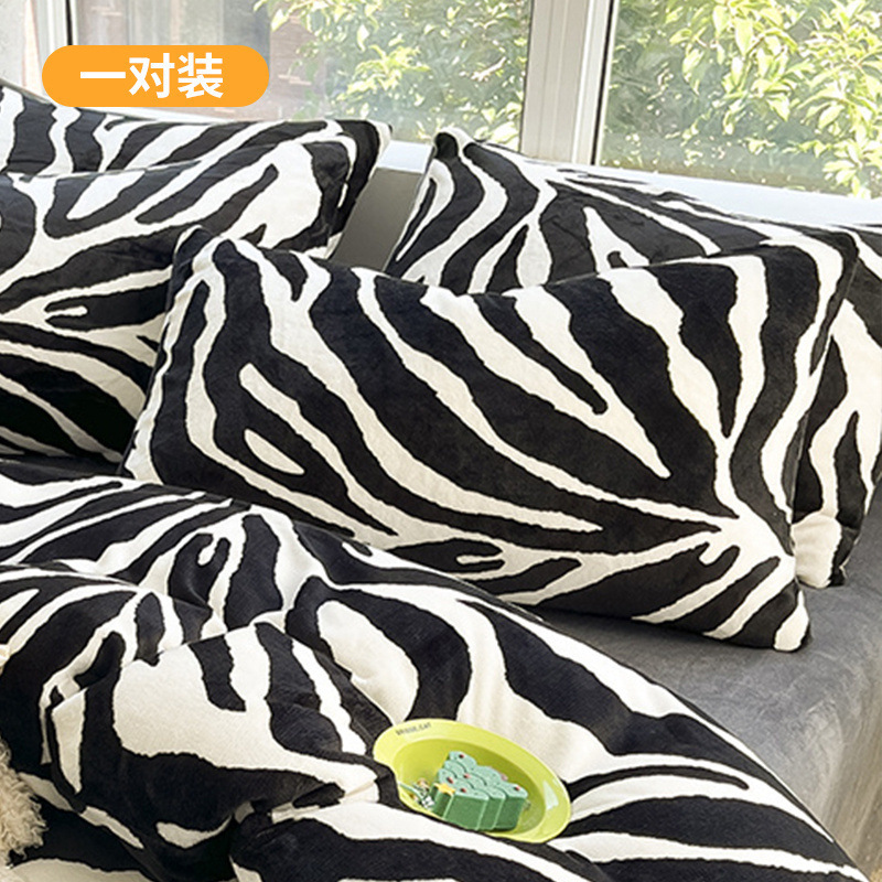 Funda de almohada de terciopelo de leche de invierno, un par de fundas de almohada de terciopelo de coral grueso, una sola funda de revestimiento de núcleo de almohada para niños 48x74 2