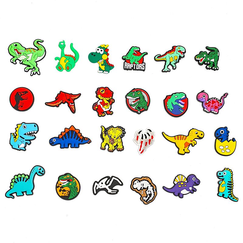 Jurassic Cute Dinosaur Series Cross-Border Spot Supply Croc Shoes Flower Shoe Buckles Shoe Accessories Amazon Exclusive