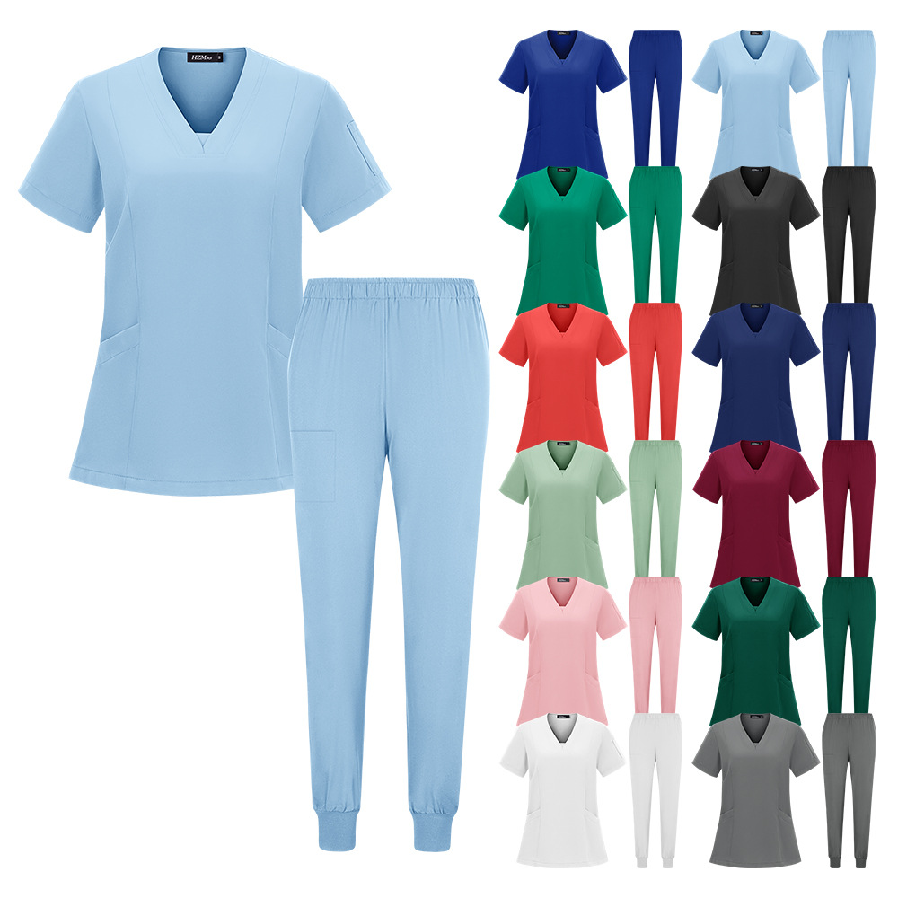 护士洗手衣v领医护工作服宠物医院职业装男女同款手术服工厂批发