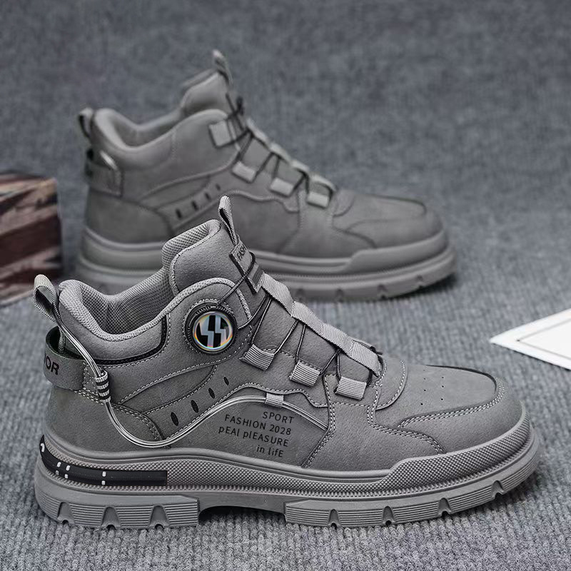 Botas Martin para hombres de invierno estilo británico retro zapatos de cuero casuales para hombres a prueba de agua anti-deslizante aumento de la altura de las botas de herramientas